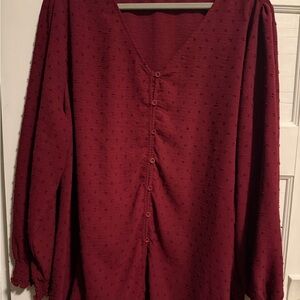 Papermoon Deep Red Textured Blouse